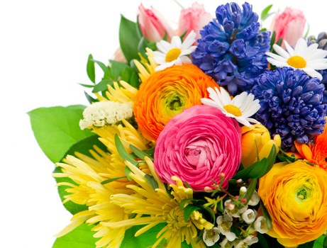 Florist preparing a fresh flower arrangement